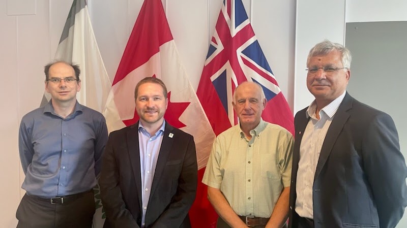 London Mayor Josh Morgan meeting with Transport Action Ontario board members Ken Westcar, Tariq Khan, and Terry Johnson.